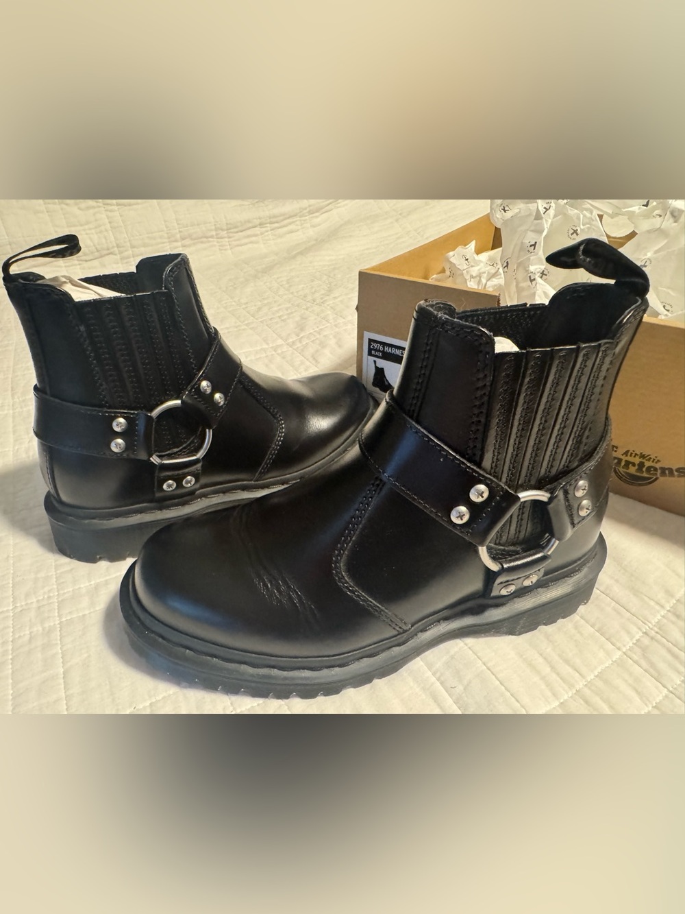 Dr. Martens Black Leather Harness Analine Boots - Picture 9 of 11